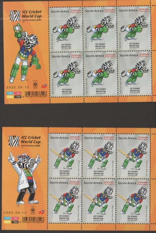 RSA - MINIATURE SHEETS - SACC 1499-1504 - ICC CRICKET WORLD CUP, FULL SET, GREAT CATALOGUE VALUE