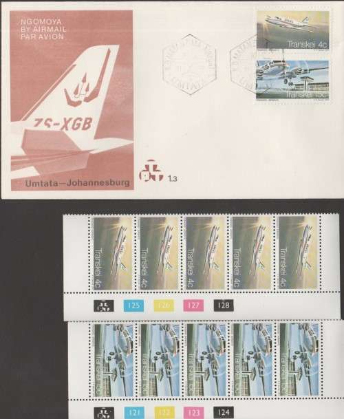 TRANSKEI - 1977 - TRANSKEI AIRWAYS, UMTATA-JHB FDC (1.3) & CONTROL BLOCKS