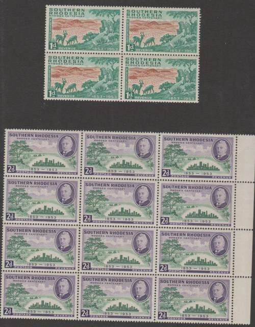 SOUTHERN RHODESIA (1952), CENTENARY OF BIRTH OF C.J. RHODES, CV IN EXCESS OF R800.00, MINT