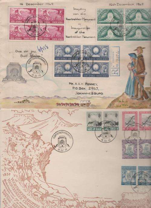RSA, INAUGURATION OF THE VOORTREKKER MONUMENT, 4 X FDC, VALUE R600+