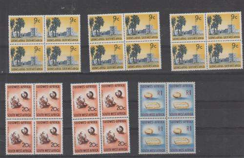 SWA, SACC 219 (9C), SACC 211, SACC 213, BLOCKS OF 4 - CV R720.00, MINT, SEE SCAN
