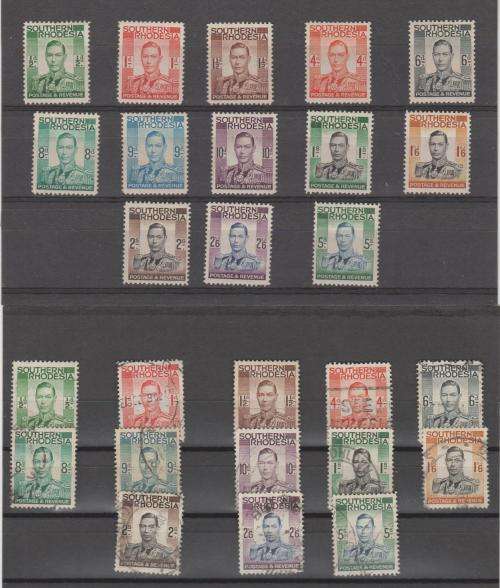 SOUTHERN RHODESIA: SACC42-54, KING GEORGE: DEFINITIVE ISSUE, MINT & USED: VERY FINE HINGE MARKS