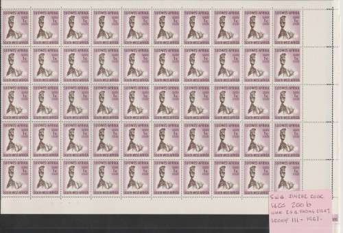 SWA: "FINGER ROCK": SACC 200B: WMK RSA FACING RIGHT: FOLDED SHEET: CV R1800.00