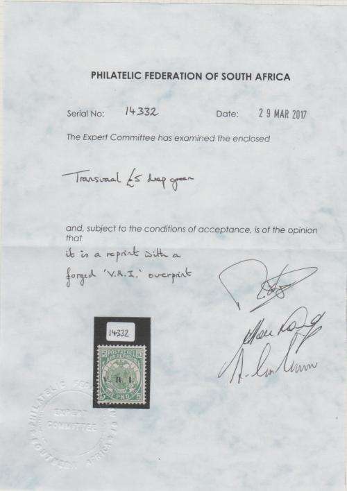 TRANSVAAL 5pd: IMPERF PROOF PAIR: FOURNIER FORGERIES INCL. 2 POSTAL ITEMS ISSUED, INCL. CERTIFICATES