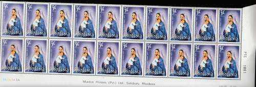 RHODESIA CHRISTMAS 1977 (A&B) IMPRINT BLOCKS NICE ITEM MINT