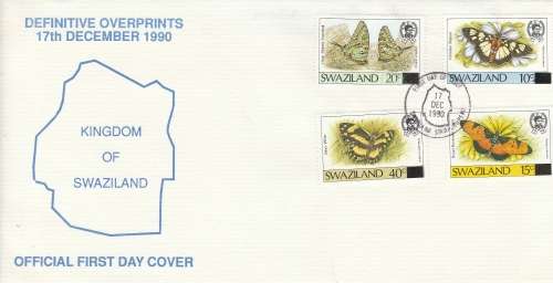 SWAZILAND: DEFINITIVE OVER PRINTS OFFICIAL FDC INCLUDING SCARCE 15 ON 45 GOOD VALUE ITEM