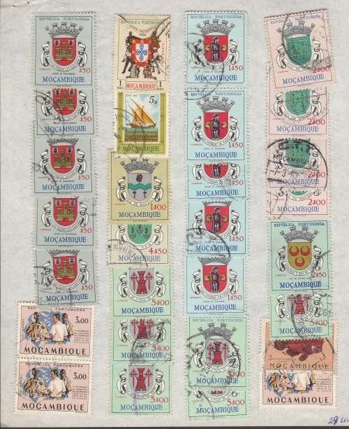 MOZAMBIQUE SMALL SELECTION ON PAGE MOUNTED USED