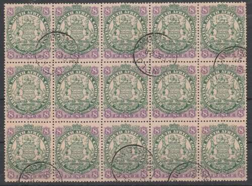 BSAC: SACC 34 BLOCK OF 15 CANCELLED `GWELO` 28.02 GOOD VALUE SEE SCAN