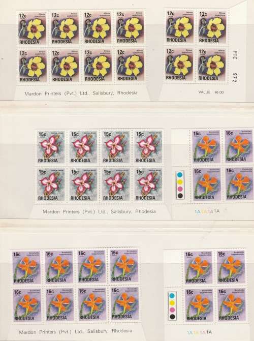 RHODESIA: SELECTION MINT IMPRINT BLOCKS SEE SCANS (X4) NICE ITEM