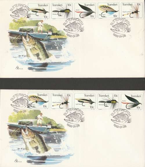 TRANSKEI : 06.01.82 FISHING FLIES 3RD SERIES (5X FDCS) (2X SCANS), NICE ITEM
