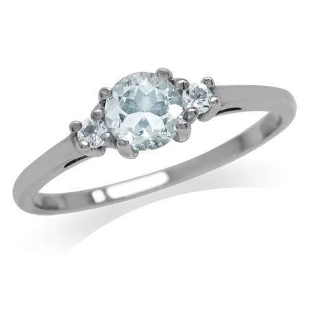 Sterling silver ring - NATURAL AQUAMARINE - size 6 / M