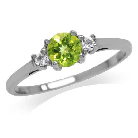 Sterling silver ring - NATURAL PERIDOT and TOPAZ - size 7.5 / P