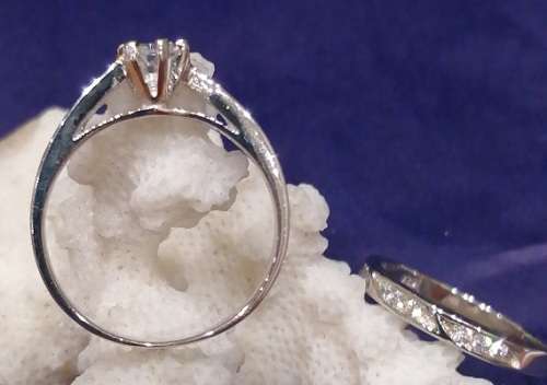 Sterling silver ring - Sparkling CUBIC ZIRCONIA 2-piece set - size 6 / M