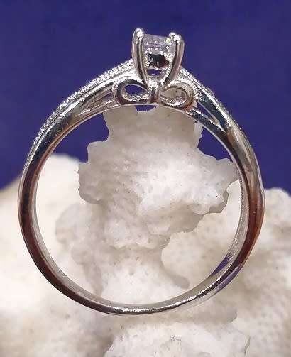 Sterling silver ring - Sparkling CUBIC ZIRCONIA 2-piece set - size 7 / O