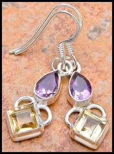 Sterling silver earrings - CITRINE and AMETHYST