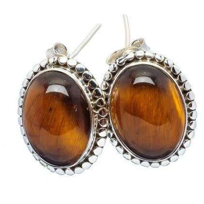Sterling silver earrings - TIGER EYE