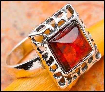 Sterling silver ring - BALTIC AMBER (size 7 / O)