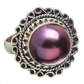 Sterling silver ring - CULTURED PEARL (size 7.5 / P)