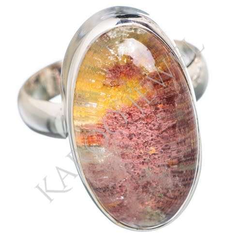 Sterling silver ring - GARDEN QUARTZ / LODOLITE (size 6 / M)