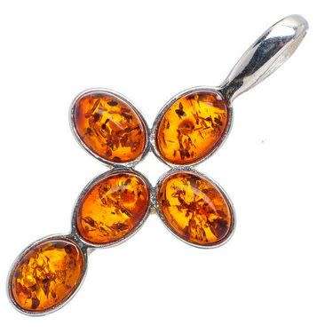 Sterling silver pendant - BALTIC AMBER