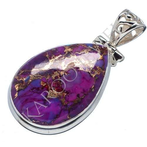 Sterling silver pendant - PURPLE COPPER TURQUOISE