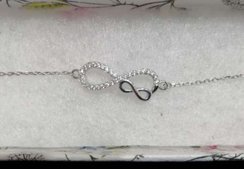 SALE ** Sterling silver bracelet - CUBIC ZIRCONIA (Infinity Doubled)