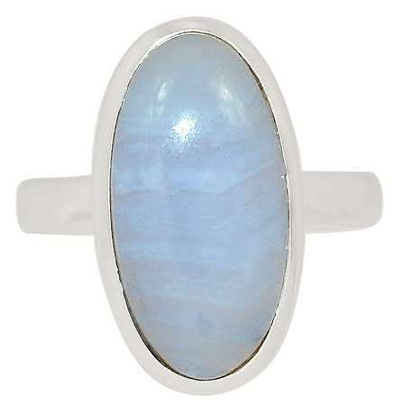 Sterling silver ring - BLUE LACE AGATE (size 9 / R half)