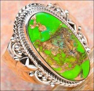 Sterling silver ring - GREEN COPPER TURQUOISE - Dreams Collection