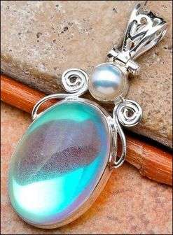 Sterling silver pendant - MOONGLOW TOPAZ & PEARL - Dreams Collection