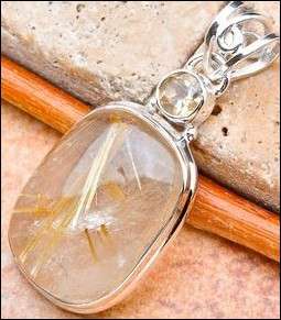 Sterling silver pendant - RUTILATED QUARTZ & CITRINE - Dreams Collection