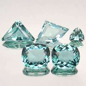 52.99 cts 5 pcs PALE BLUE GREEN BERYL mixed facets (Madagascar) - sold per SET of 5 gems!