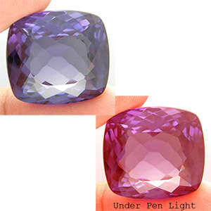30.25 cts COLOUR CHANGE Czochralski ALEXANDRITE cushion facet (Russia)