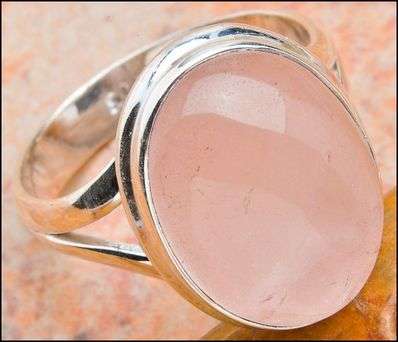 Sterling silver ring - ROSE QUARTZ - Dreams Collection (size 8 / Q)