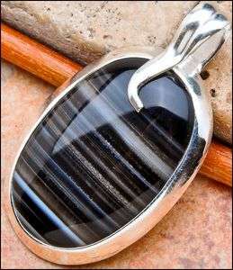 SALE ** Sterling silver pendant - BOTSWANA AGATE - Dreams Collection