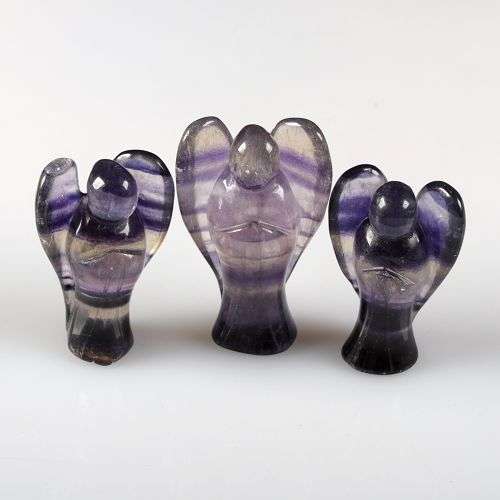 Set of 3 - 352.1 cts FLUORITE Angel carvings (Namibia) - sold as a set