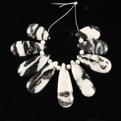 253 cts ZEBRA ROCK bead set (USA) - sold as a set of 17 pieces