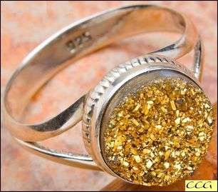 Sterling silver ring - GOLDEN DRUZY - Dreams Collection (size 10.5 / U half)