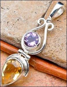 Sterling silver pendant - CITRINE & AMETHYST - Dreams Collection