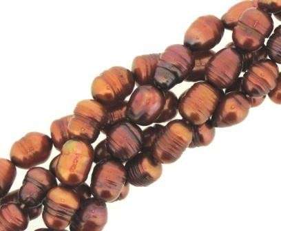 FRESHWATER PEARLS 6mm rice - PINK COPPER