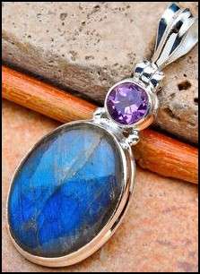 Sterling silver pendant - LABRADORITE & AMETHYST - Dreams Collection