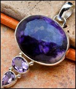 Sterling silver pendant - SUGILITE & AMETHYST - Dreams Collection