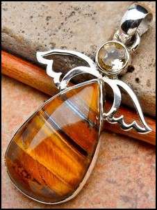 Sterling silver pendant - TIGER IRON & CITRINE - Dreams Collection