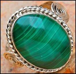 Sterling silver ring - MALACHITE - Dreams Collection (size 9 / R half)