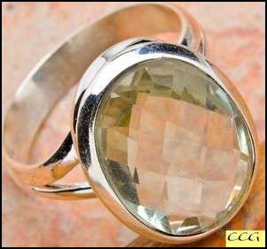 Sterling silver ring - PRASIOLITE - Dreams Collection (size 8.25 / Q to Q half)
