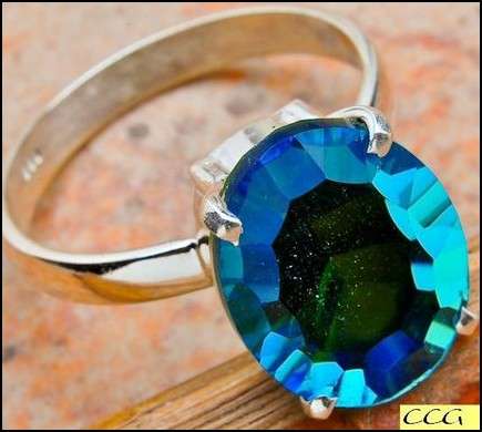 Sterling silver ring - BLUE MOONGLOW TOPAZ - Dreams Collection (size 9.25 / R half to S half)