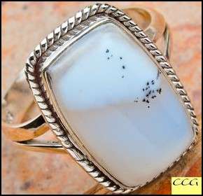 Sterling silver ring - DENDRITIC OPAL - Dreams Collection (size 10.75 / U half to V half)