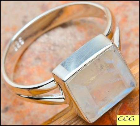 Sterling silver ring - RAINBOW MOONSTONE - Dreams Collection (size 9 / R half)