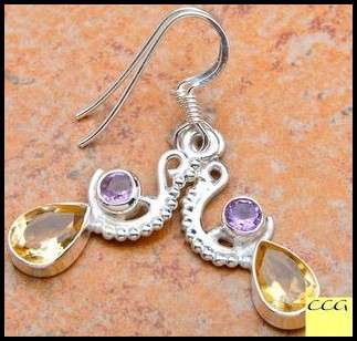 Sterling silver earrings - CITRINE & AMETHYST - Dreams Collection