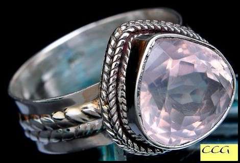 Sterling silver ring - ROSE QUARTZ - Dreams Collection (size 8 / Q)