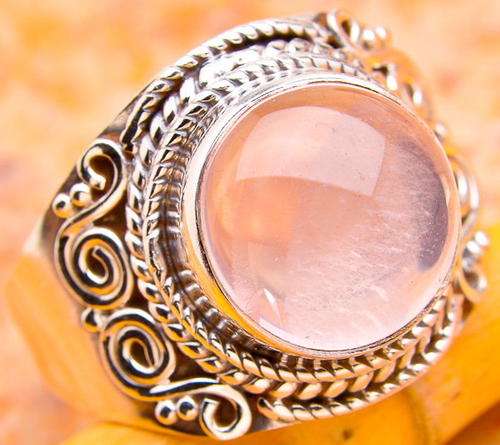 Sterling silver ring - ROSE QUARTZ - Dreams Collection (size 9 / R half)